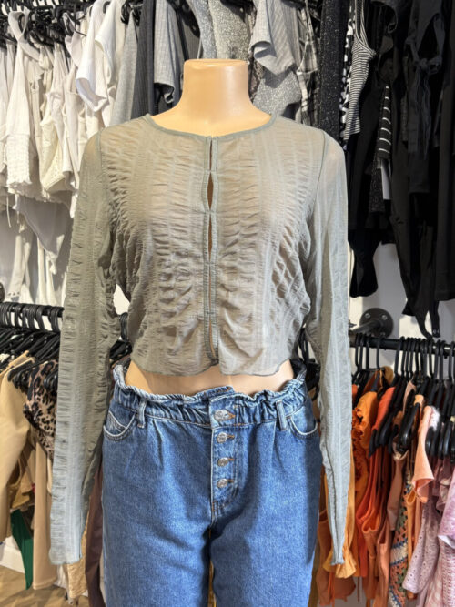 Blusa crop traslucido fruncido Cotton On