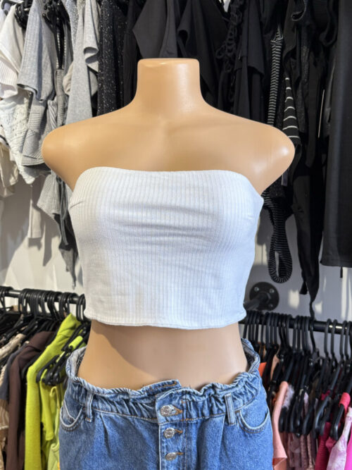 Top blanco Indian strapless