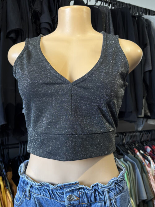 Top Daniel Cassin negro con brillo