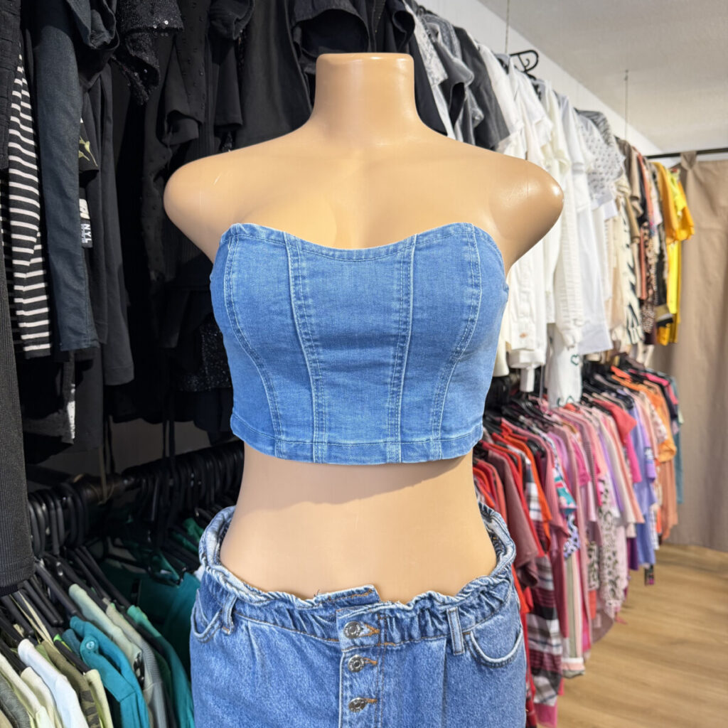 Top strapless de jean Indian