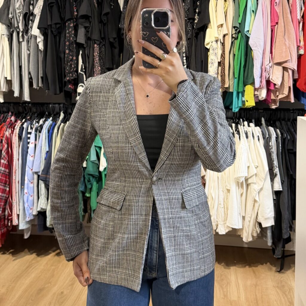Blazer cuadrille gris